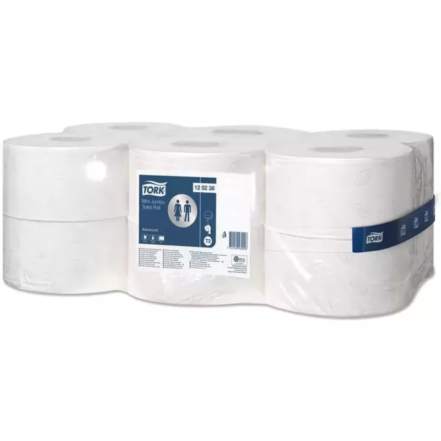 Tork T2 Mini Soft Jumbo Basic Toilet Roll White Paper - 12 Rolls 12 x 170M