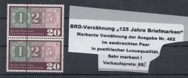 BUND  482 paar   VERZÄHNUNG POSTFRISCH   SEHR SELTEN !