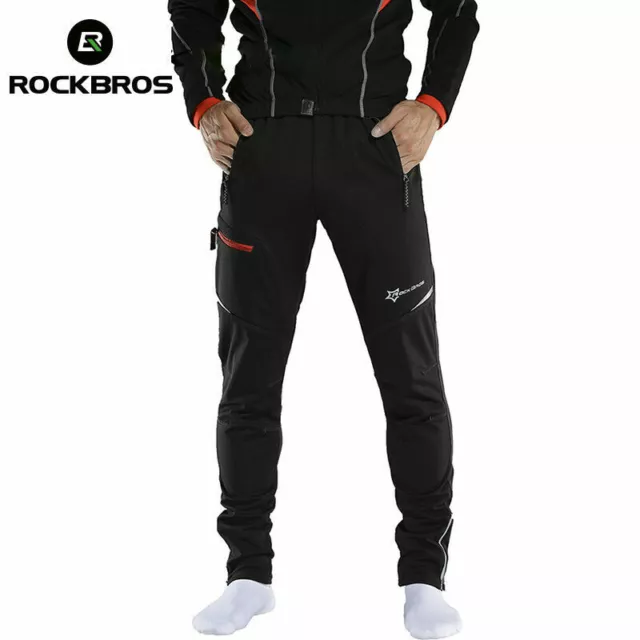 ROCKBROS Men's Thermal Fleece Pants Winter Cycling Sportswear Reflective Trouser