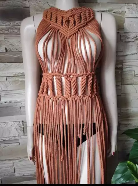 Femme Macramé Boho Hippie Robe Maillot de Bain Mariage Costume Maternité Corde