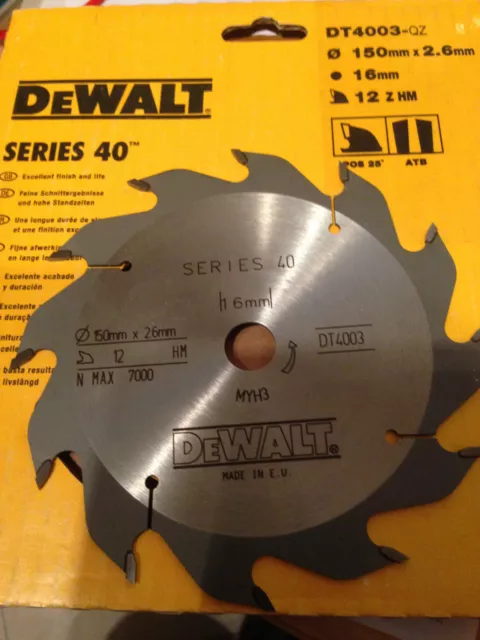 lame scie circulaire dewalt 150mm al 16mm 12 dents