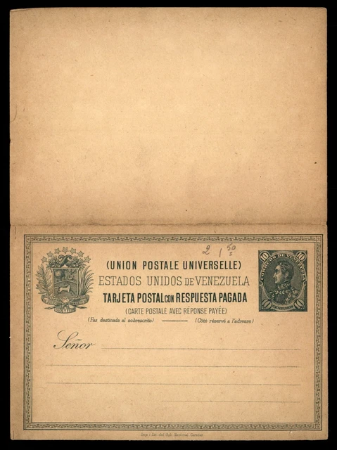 MayfairStamps Venezuela Universal Postal Union 10 Cents Unused Stationery Reply