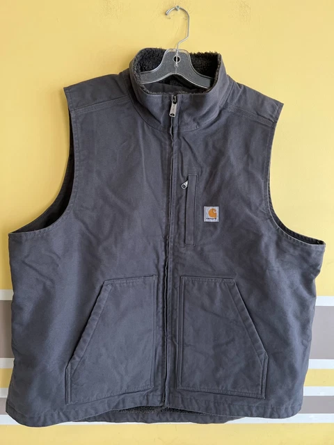 Carhartt Men Washed Sherpa Lined Mock-Neck Vest Gray OV4227-M Sz XL