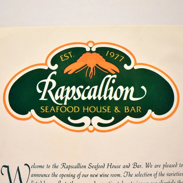 1980S RAPSCALLION SEAFOOD House Bar Restaurant Menu Casino Reno Nevada