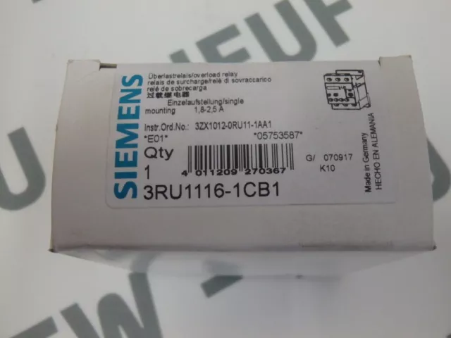 3RU11161CB1   - SIEMENS -    3RU1116-1CB1 /     Relais de surcharge 1.8-2.5A NEW 3