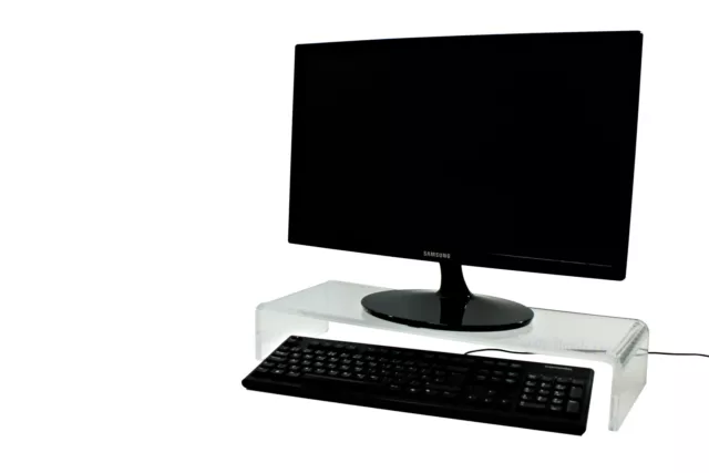 Acrylic Monitor Plinth - 530mm Wide Riser in Clear- Office, Home, Shop (DS27C)