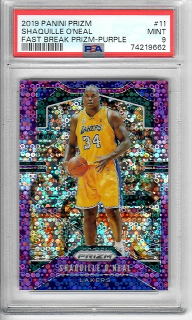 2019 Panini Prizm #11 Shaquille O'Neal POP 6 Prizms Fast Break Purple PSA 9 Mint