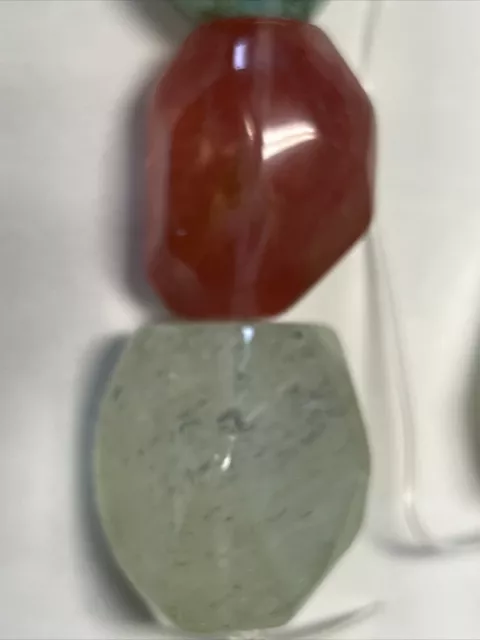 Large Glass Stone Beads Approximately 25x18mm 16 Glass Stones Per Strand
