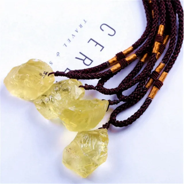 Natural Yellow Citrine Quartz Pendant Chakra Healing Crystal Gemstone Necklace