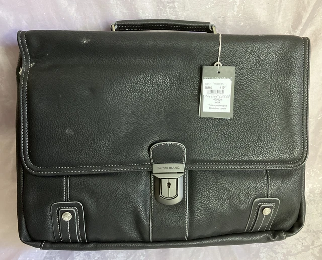 Sac Bandoulière Porte-documents Patrick Blanc - Noir - Simili Cuir - Neuf Avec étiquettes