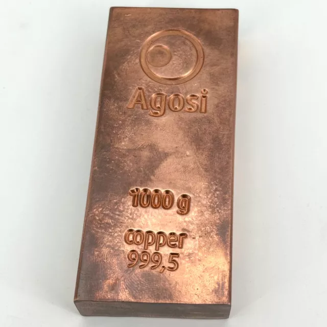 Agosi 1000g / 1kg Kupfer 999,5 Barren Copper #159