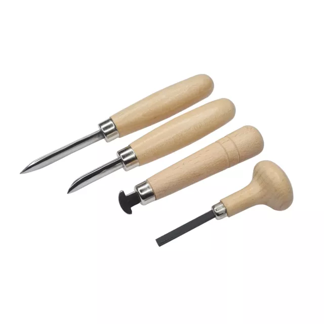 4 Stone Setting Tools Set - Bezel Roller & Pusher Straight & Curved Burnishers