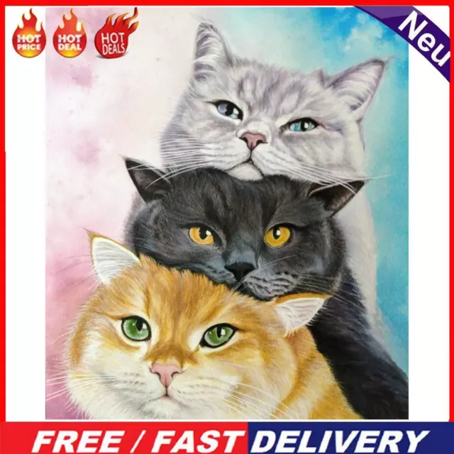 Three Cats Oil Paint By Numbers Kit DIY Home Decoration Gift Wall Art Picture