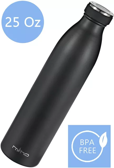 25oz Black Stainless Steel Thermal Insulated Bottle Miho Sports Travel Bottle
