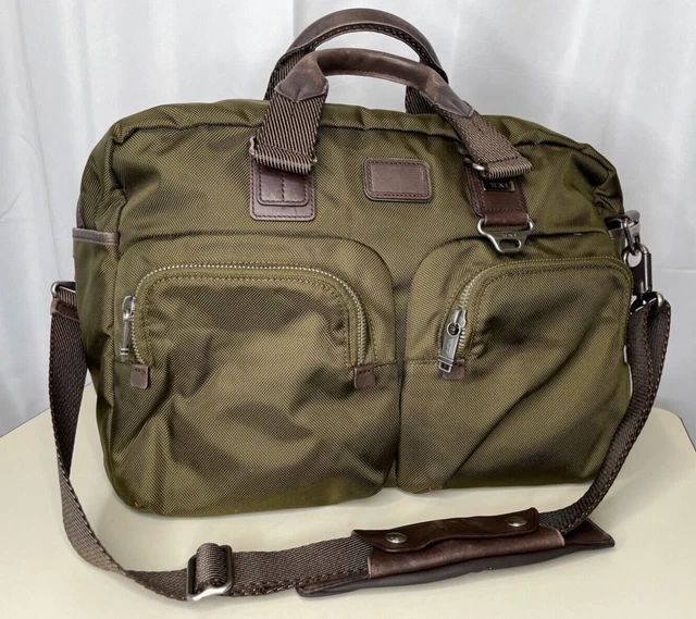 TUMI Alpha Bravo Everett Essential Tote Duffle Carry On Bag Green Nylon Leather