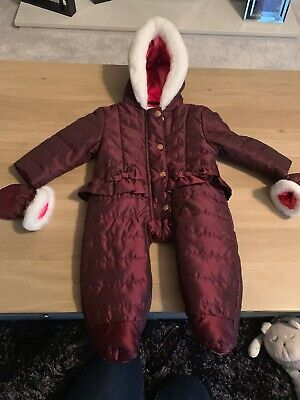 Ted Baker Baby Girl 0-3 months Burgundy Snowsuit All in one