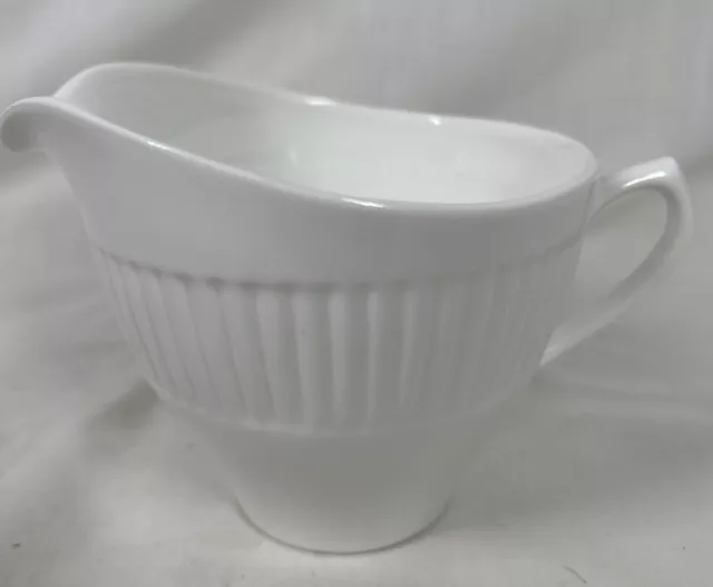 WEDGEWOOD Bone China White Creamer W Fluted Accent Band Made In England EUC