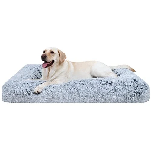 CHAMPETS Washable Dog Bed for Crate Grey 35X23Large Dog Bed Washable for Smal