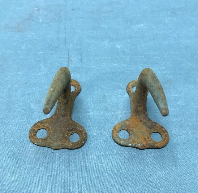 Vintage Small Pair Metal Wall Rack Meat Hooks Old More Available 883-22B 7