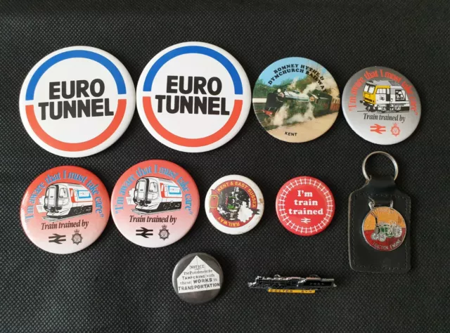 Bundle of Vintage Train Badges Euro Tunnel I'm Train Trained Doctor SYN RHDP