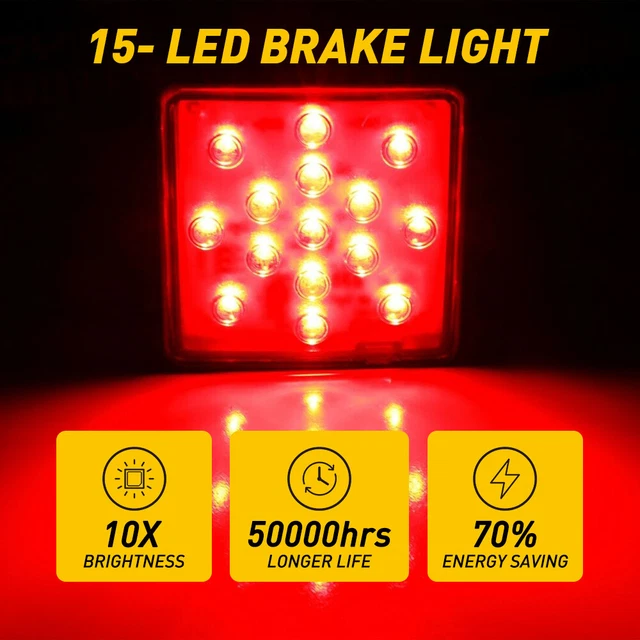 2'' Tow Cover Receiver Hitch Smoked Lens Brake 15-LED Light For Ford F-150 F-250