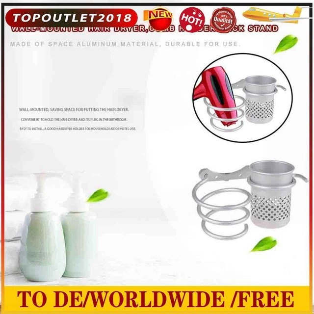 Secador de pelo montado en pared soporte aluminio peine seco soporte soporte soporte soporte soporte Se