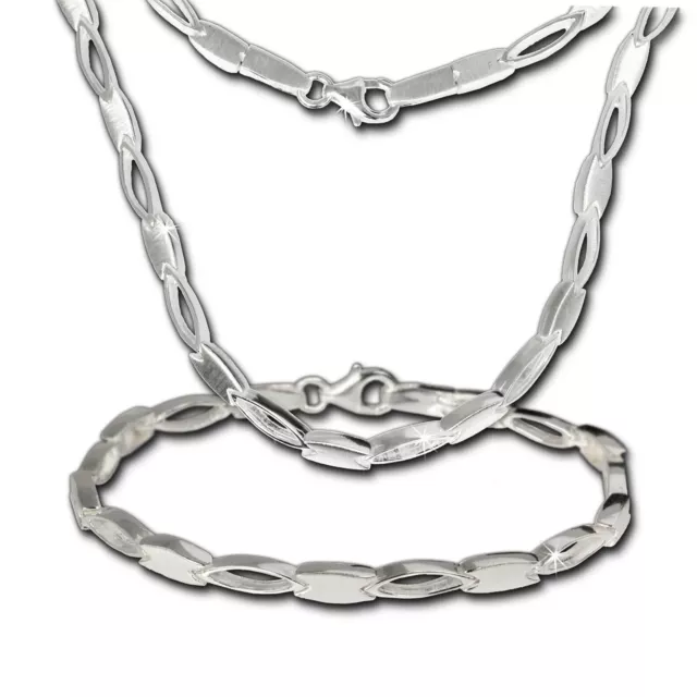 SilberDream Collier & Armband matt oval Silber Schmuck Set für Damen SDS403