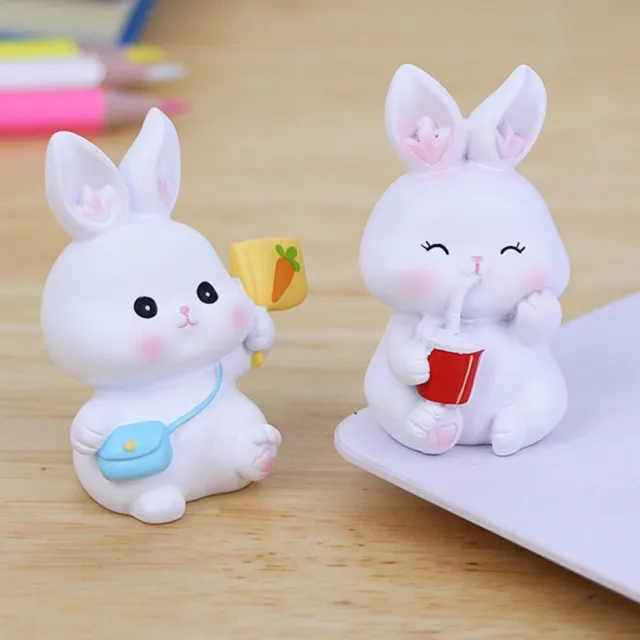 Jolie figurine miniature lapin ornement en résine de haute qualité pour décor