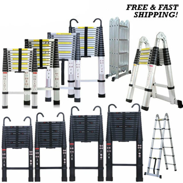 HEAVY DUTY TELESCOPING Ladder Step Stool Extendable Folding Ladder
