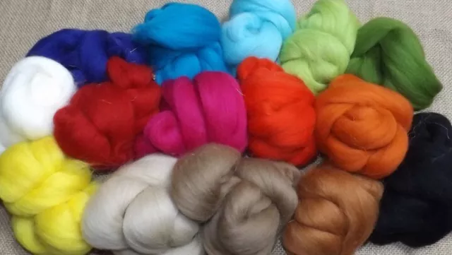 15 Farben Märchenwolle Merino Filzwolle 15 x 50 g ( 750g Wollpaket ) basteln DIY