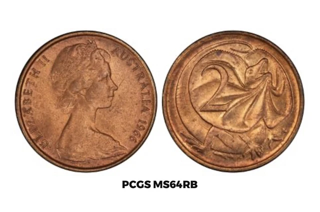 1966-p Australian 2c Two Cent MS64RB