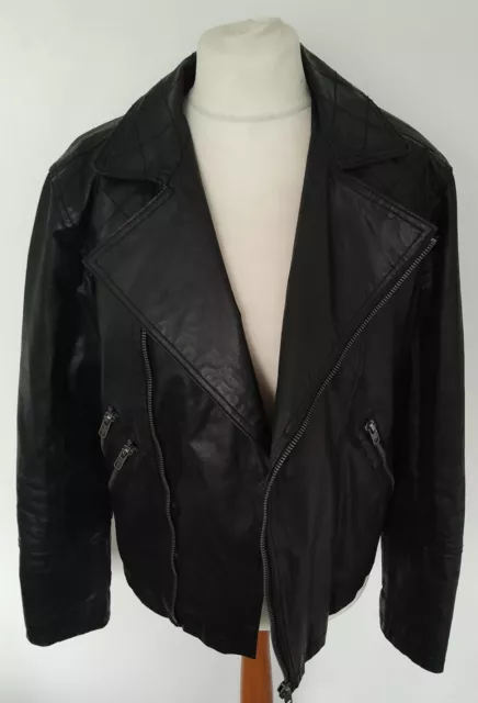 MENS - BARNEYS ORIGINALS Biker Style REAL LEATHER Jacket Black Size M