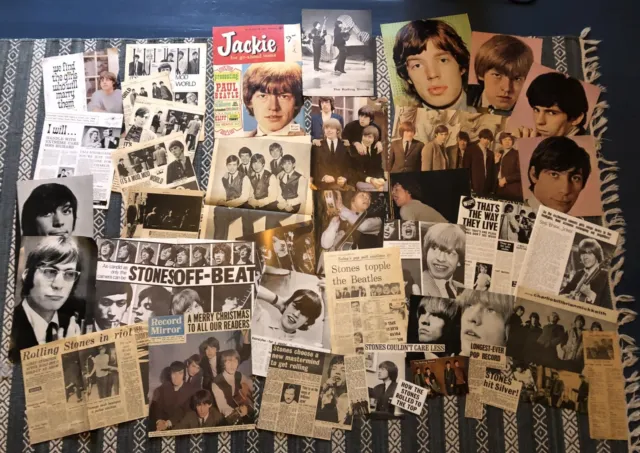 40 Rolling Stones 1964 - 65  Rave Boyfriend Jackie UK pages & cuttings clippings
