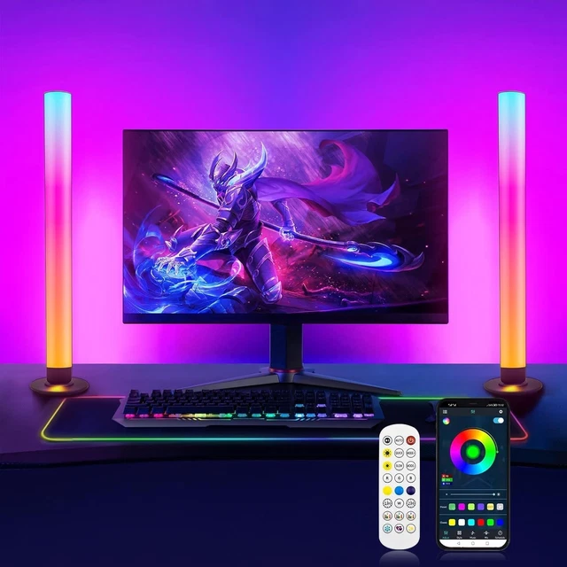 SMART LED LIGHT Bars RGBIC Gaming TV Backlights 37cm Music Sync App ...