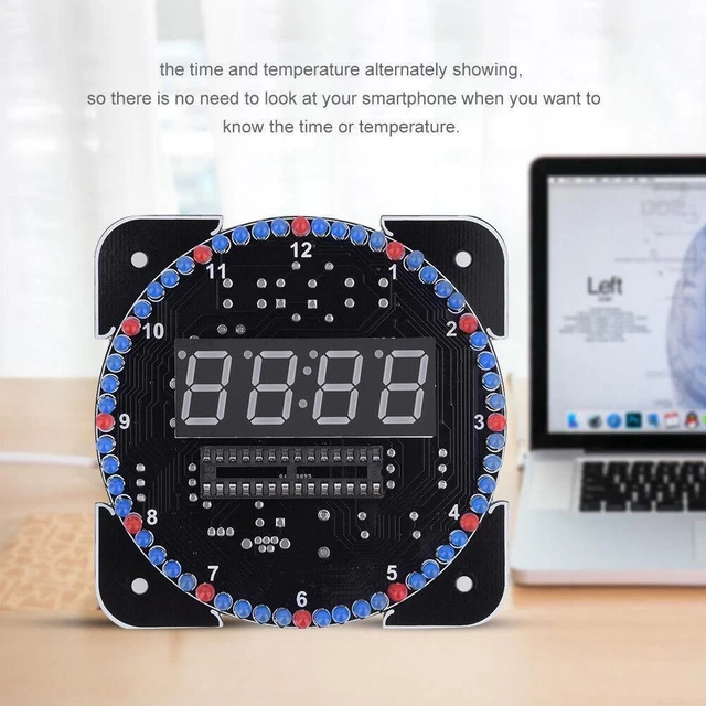 DIY Clock Alarm Temperature Display Kit - Rotating Light Control
