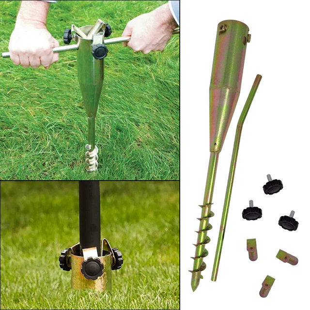 ROTARY STEEL SPIKE Screw Ground Washing Line Parasol Stand Base Heavy