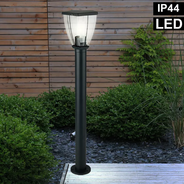LED Außen Sockel Leuchte Edelstahl schwarz Hof Steh Lampe Garten Laterne klar