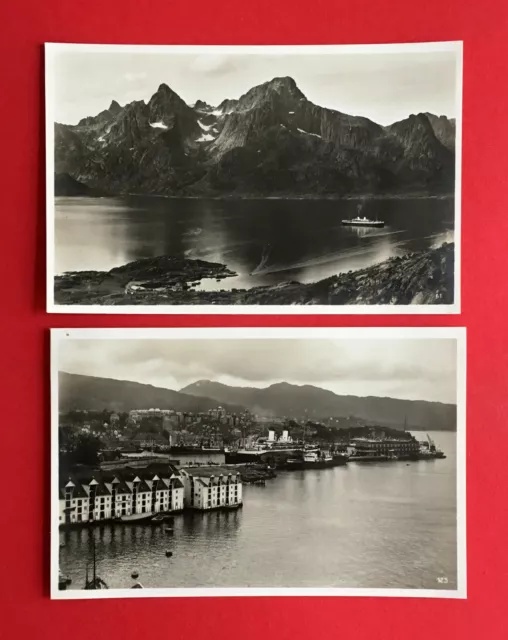 2 x Foto AK NORWEGEN um 1938 Lofoten Raftsund und Bergen  ( 50671