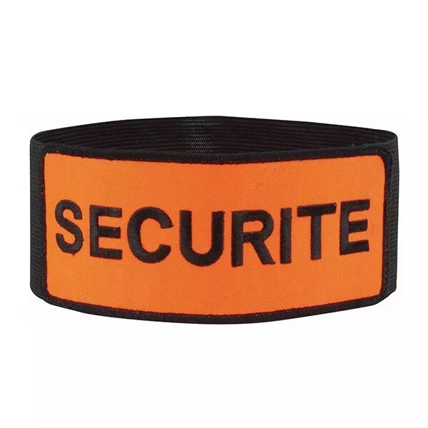 Brassard De Sécurité Noir Orange Fluo, Réglable Par Scratch Elastique