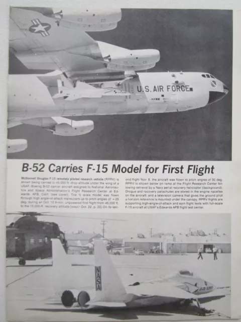 11/1973 Pub Vfw Fokker Aircraft Fokker F28 Ad / B-52 F-15 Model First Flight