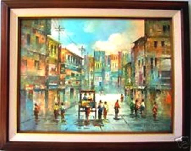 OLD MANILA STREET Scene Art Philippines Oil Painting £198.68 PicClick UK