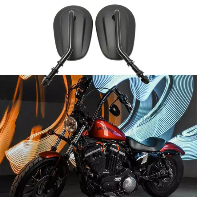 Mini Spiegel schwarz für Harley Davidson Chopper Bobber Custom Mirror black  Rund