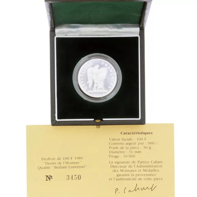 Monnaie de Paris Piedfort de 100 Francs BU Droits de l'Homme Argent 1989