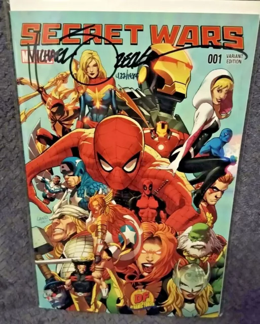 SECRET WARS #1 NM 2015 Greg Land DF Exclusive Variant signed by Mike Zeck w/COA