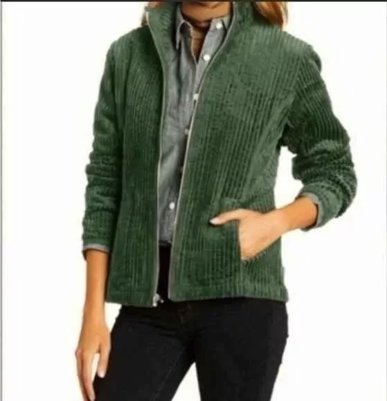 Woolrich Kinsdale Corduroy Green Full Zip Sweater Jacket Size Large