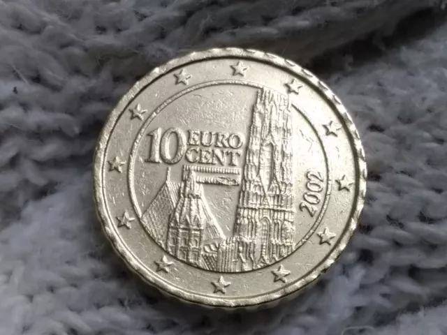 Moneta da 10 Cent 2002 Austria con Materiale in eccesso sul Bordo "Martellato"