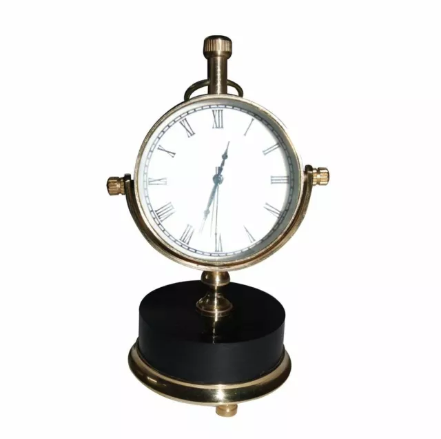 Neu 2'' Mond Marmor Uhr Nautisch Quarz Römische Nummer Messing Hergestellt Gec