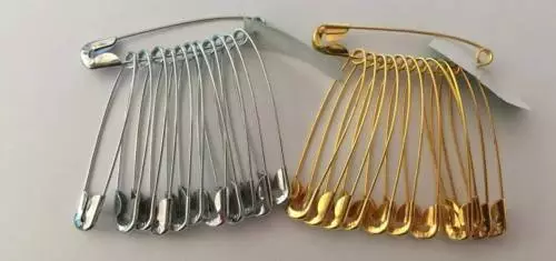Silver Gold Metal Safety Pins Mix Size 1-3 inch Craft Sewing Dressmaking Tailor