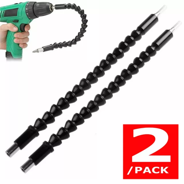 2X 12'' Flexible Shaft Extension Bit Drill Adapter Screwdriver Holder 1/4" Hex