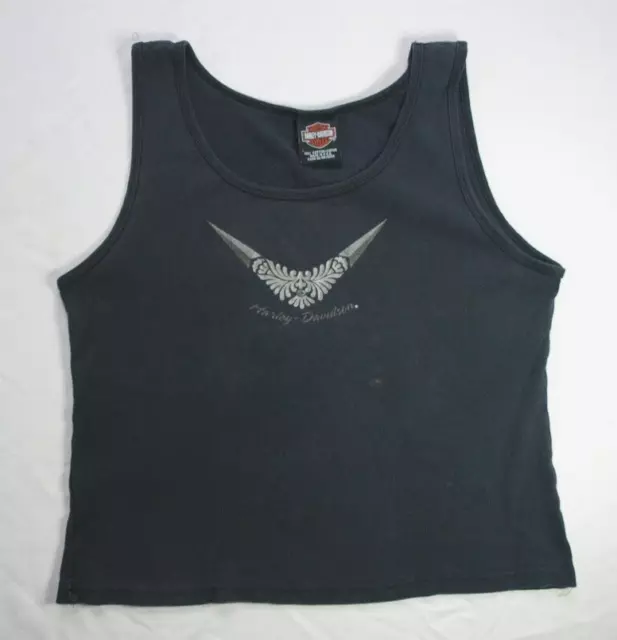 Harley-Davidson Womens Tank Top Black Sz:L Stillwater, Oklahoma  Spot on front